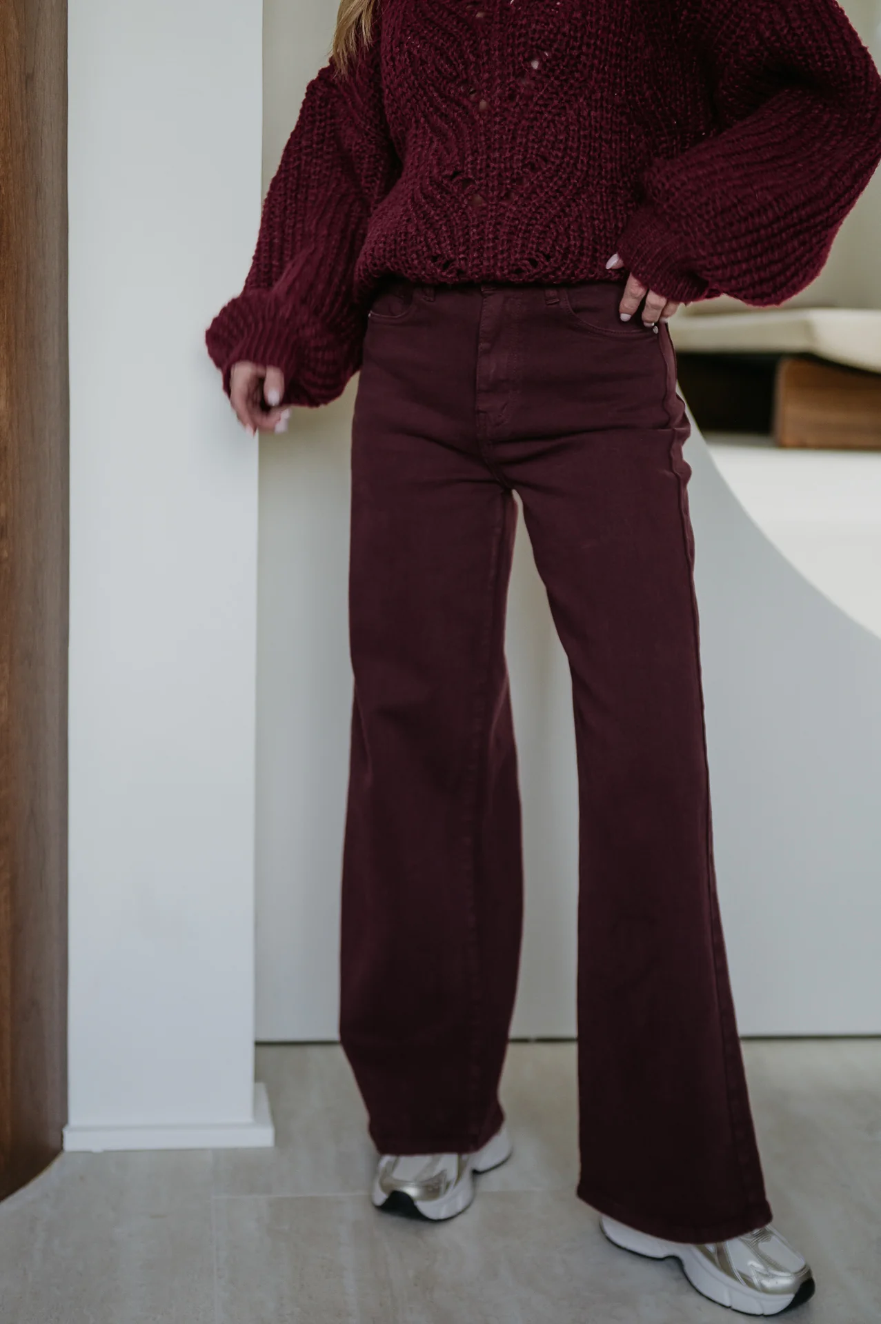 Cotto jeans I Burgundy - Image 9