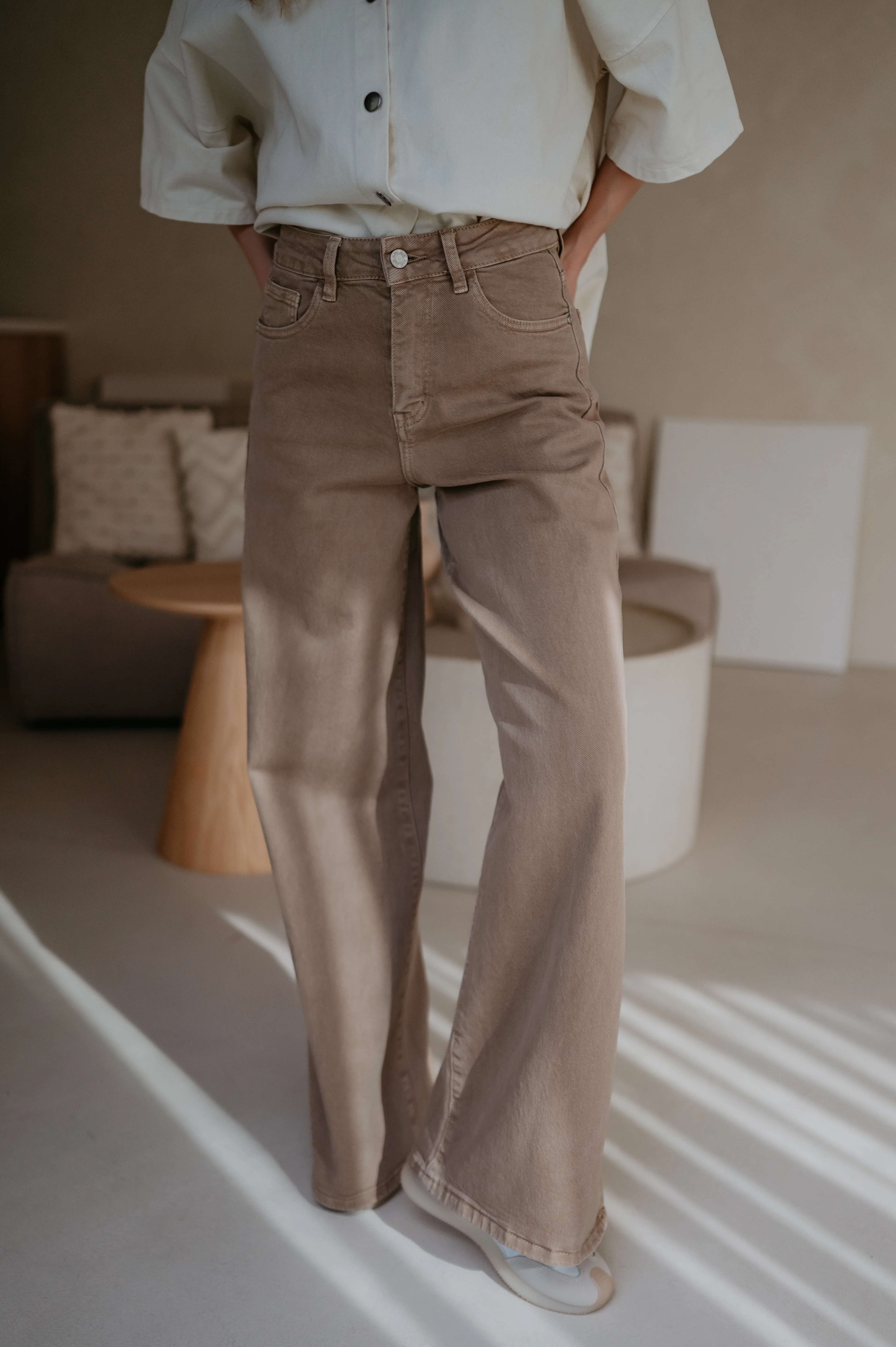 Cotto jeans I Taupe - Image 4