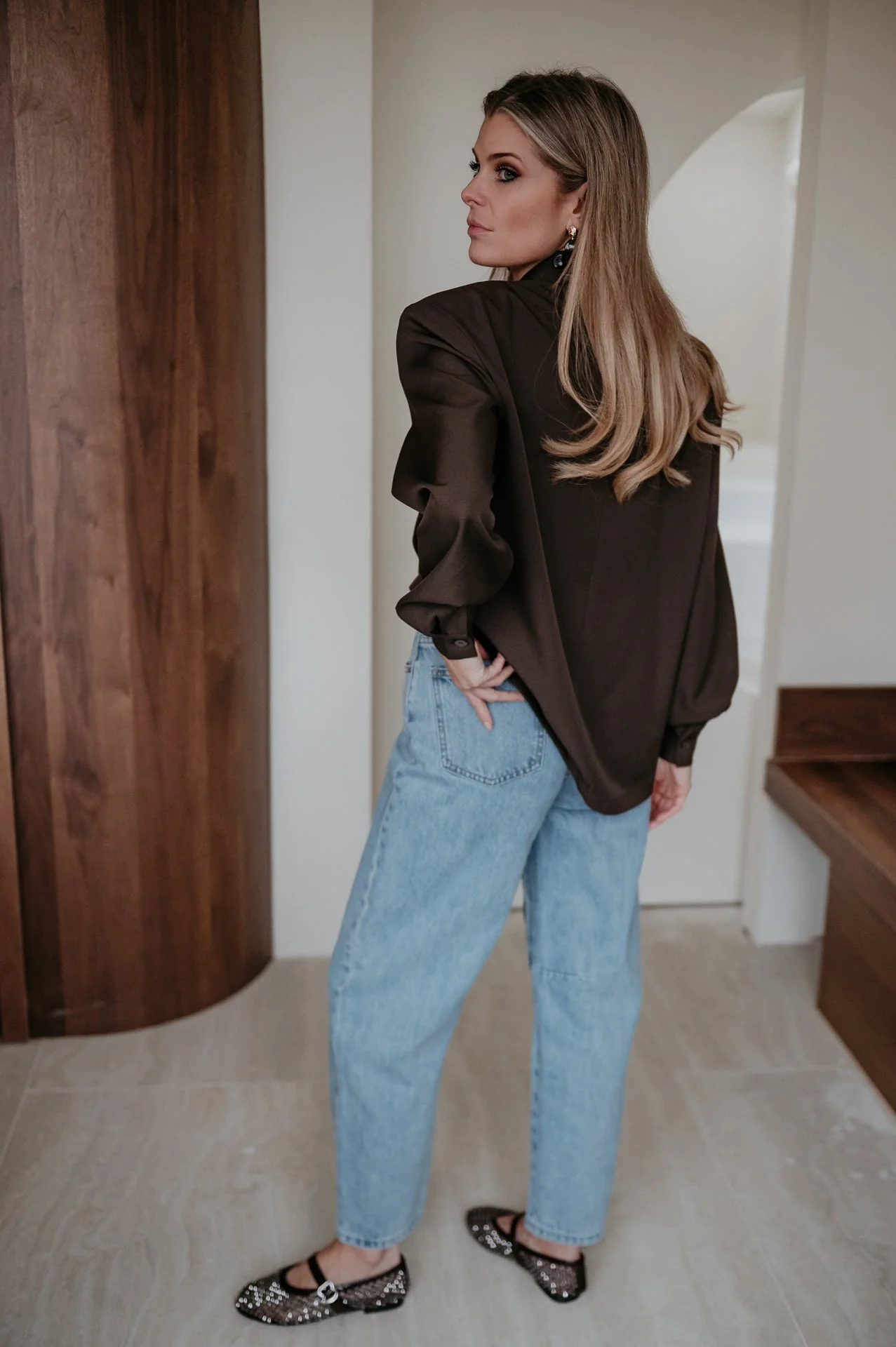 Crevine shirt I Chocolate Brown - Image 10