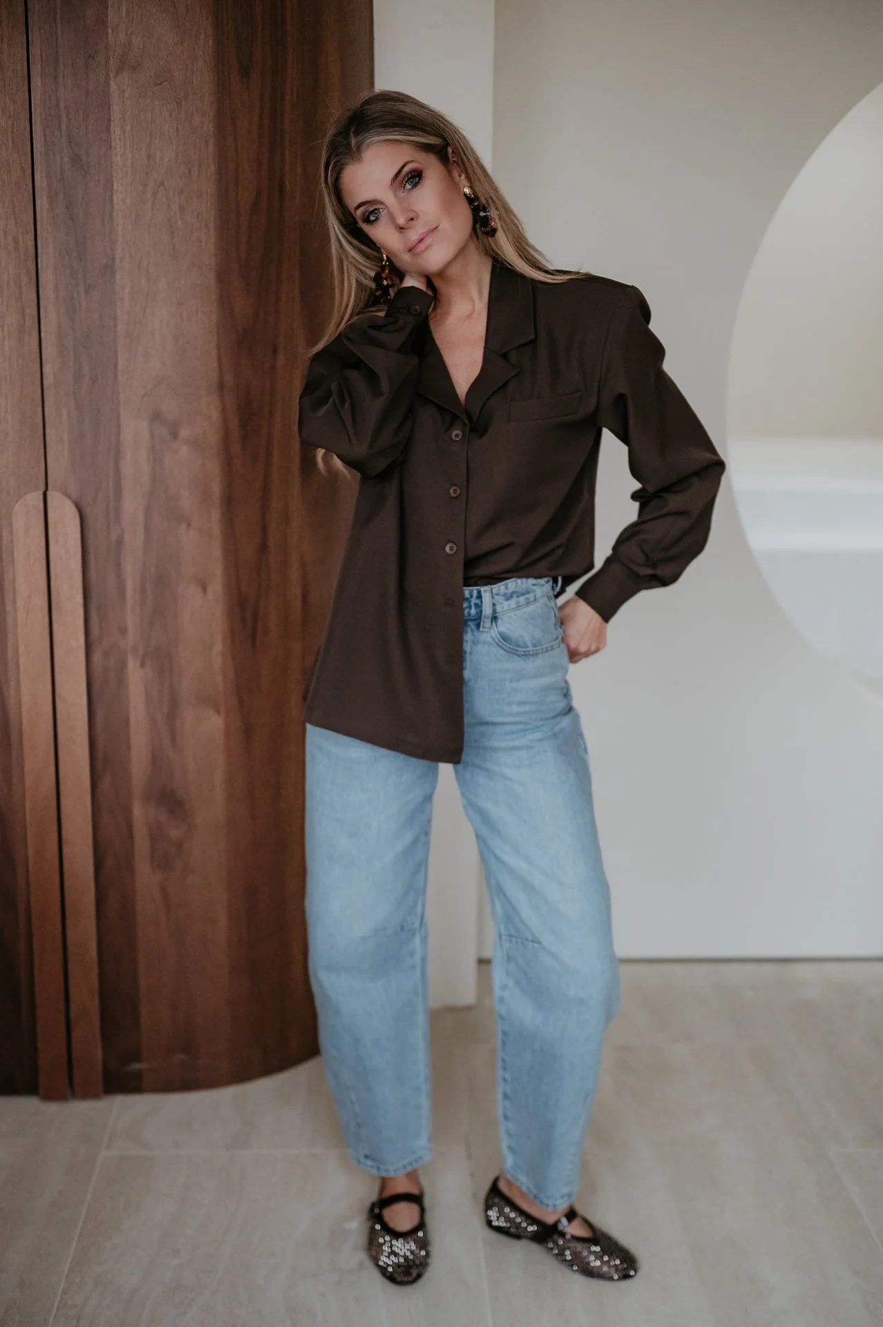 Crevine shirt I Chocolate Brown - Image 11