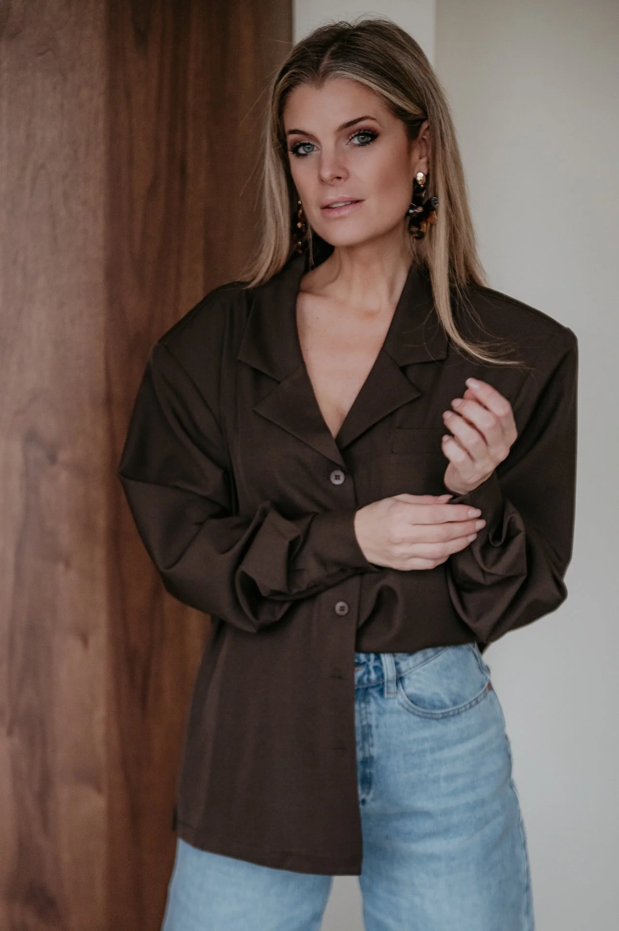 Crevine shirt I Chocolate Brown - Image 12
