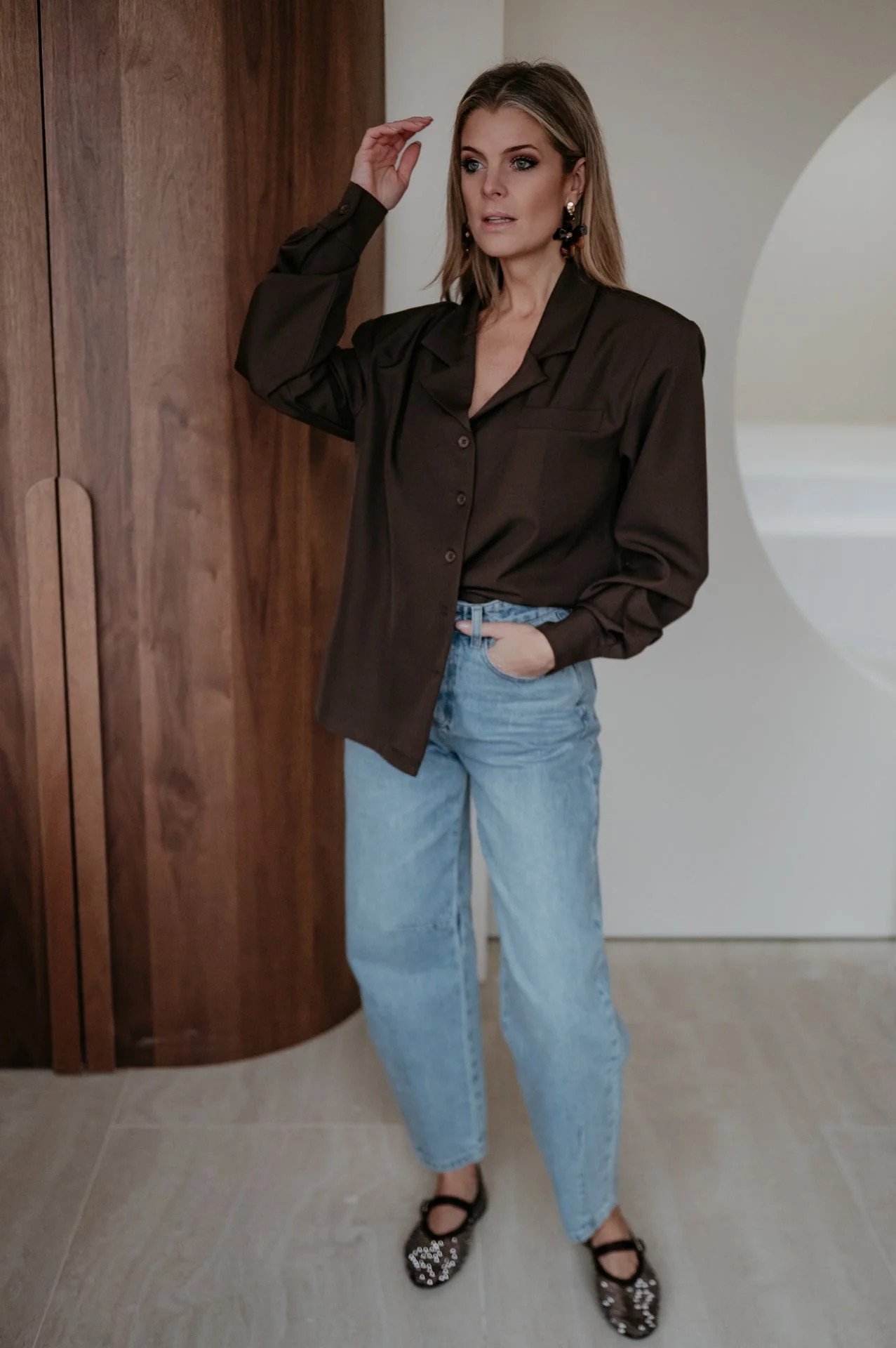 Crevine shirt I Chocolate Brown - Image 13