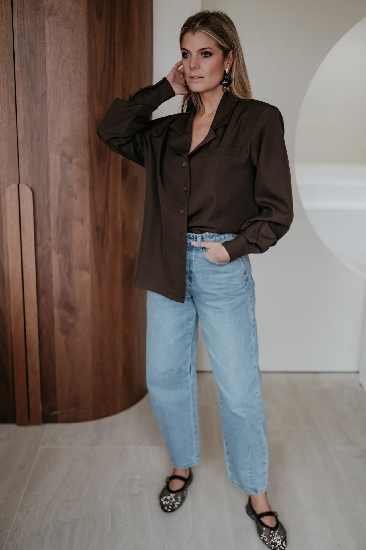 Crevine shirt I Chocolate Brown - Image 3