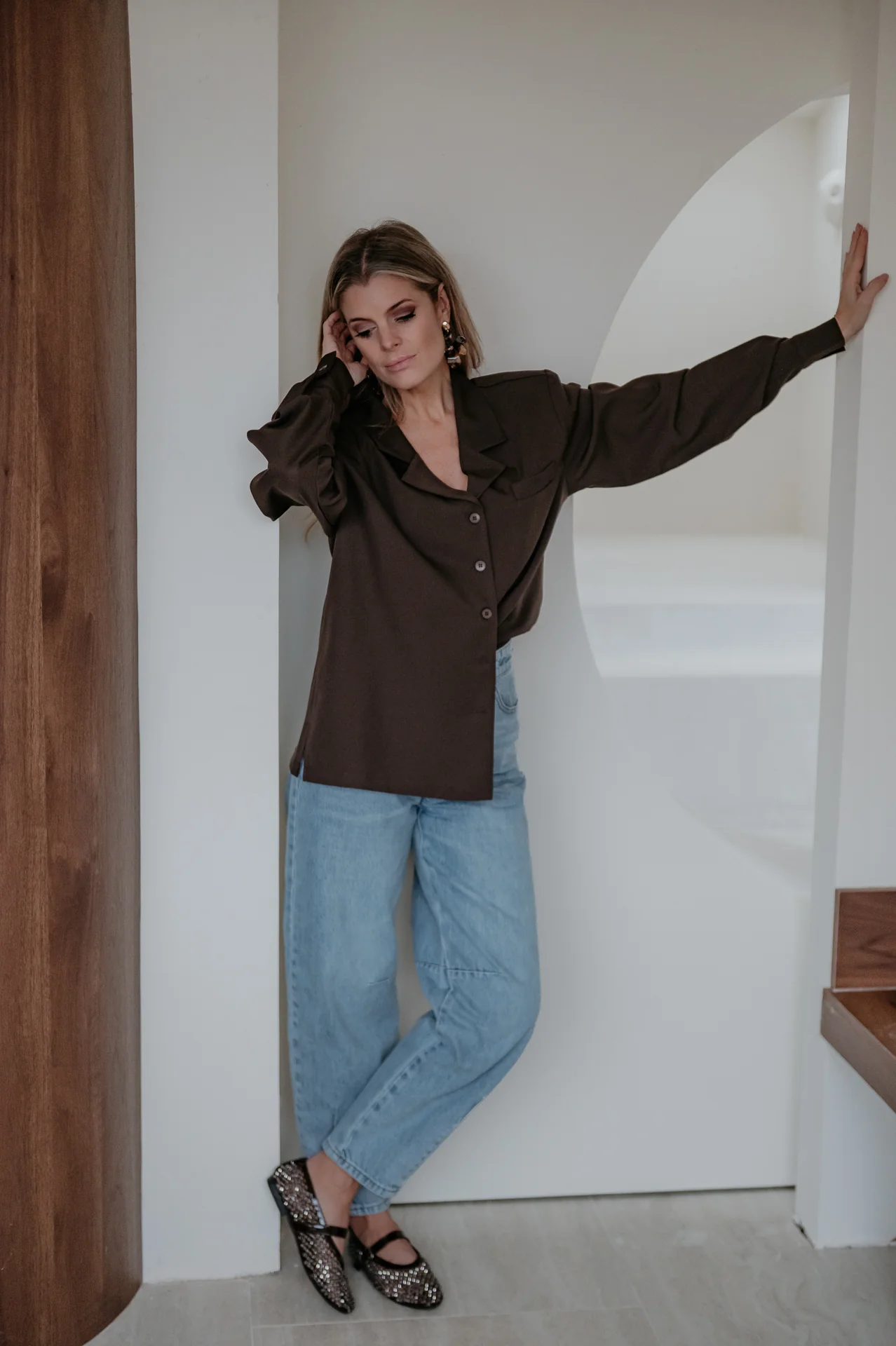 Crevine shirt I Chocolate Brown - Image 5