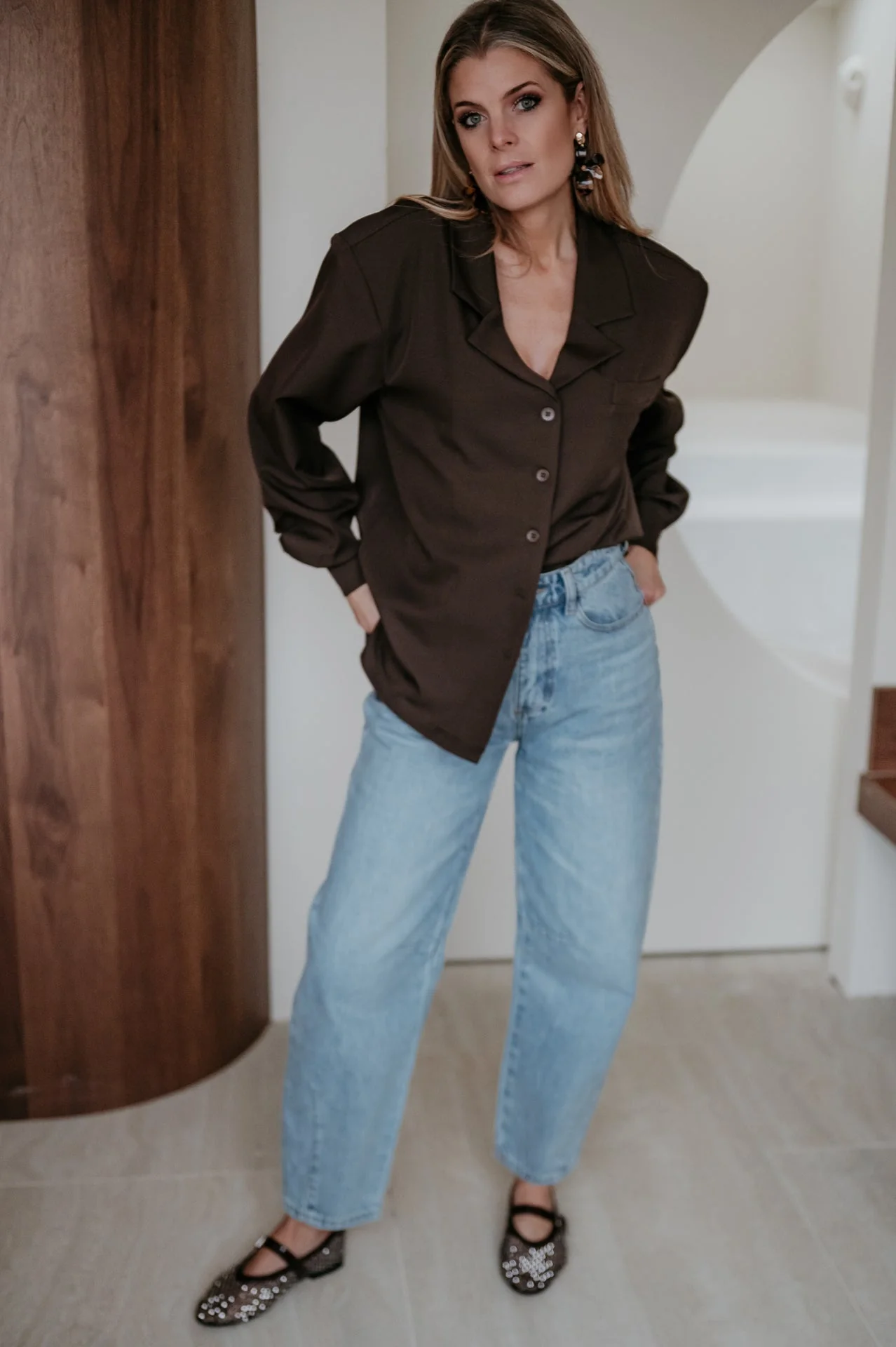 Crevine shirt I Chocolate Brown - Image 6