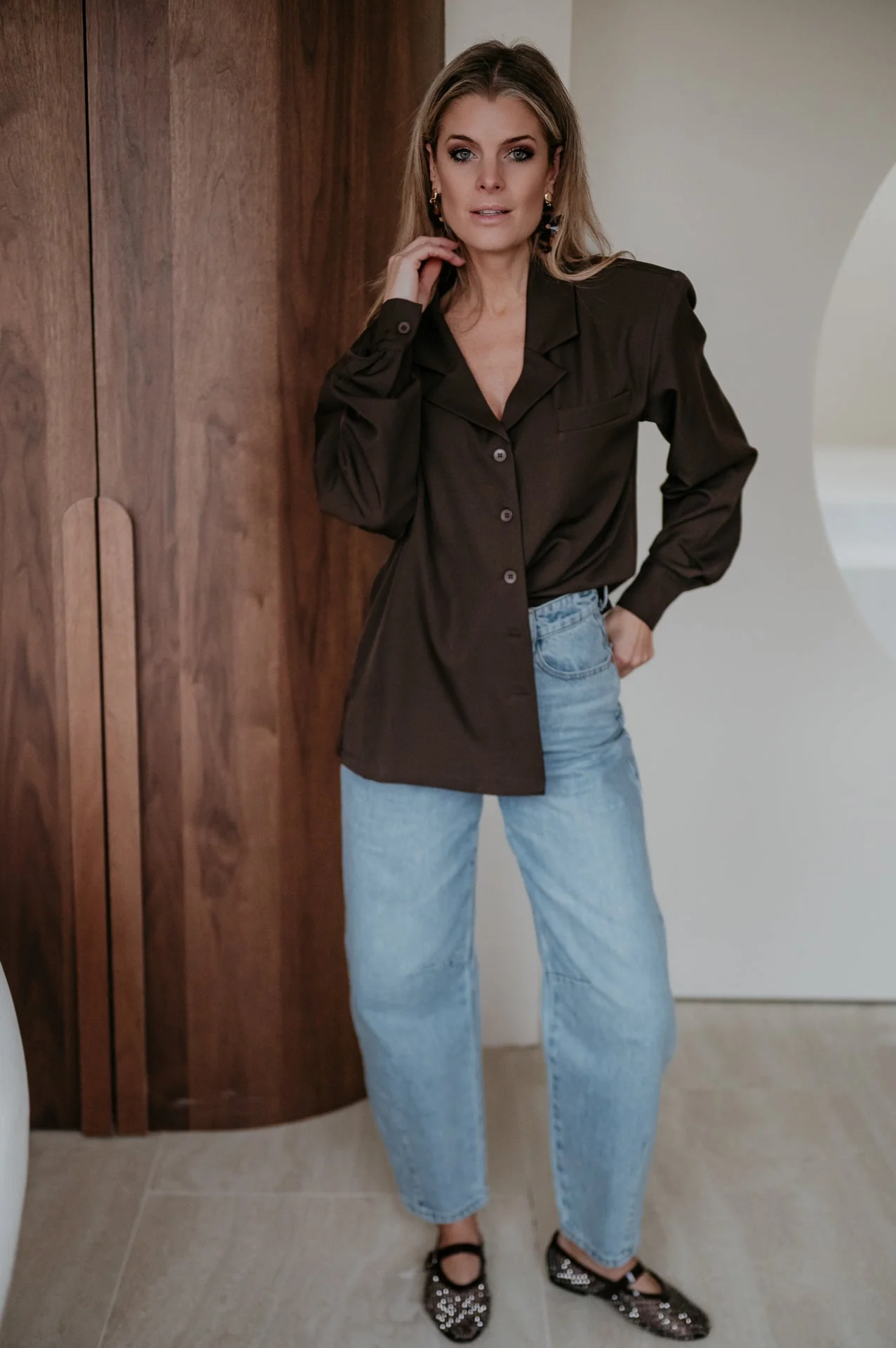 Crevine shirt I Chocolate Brown - Image 7