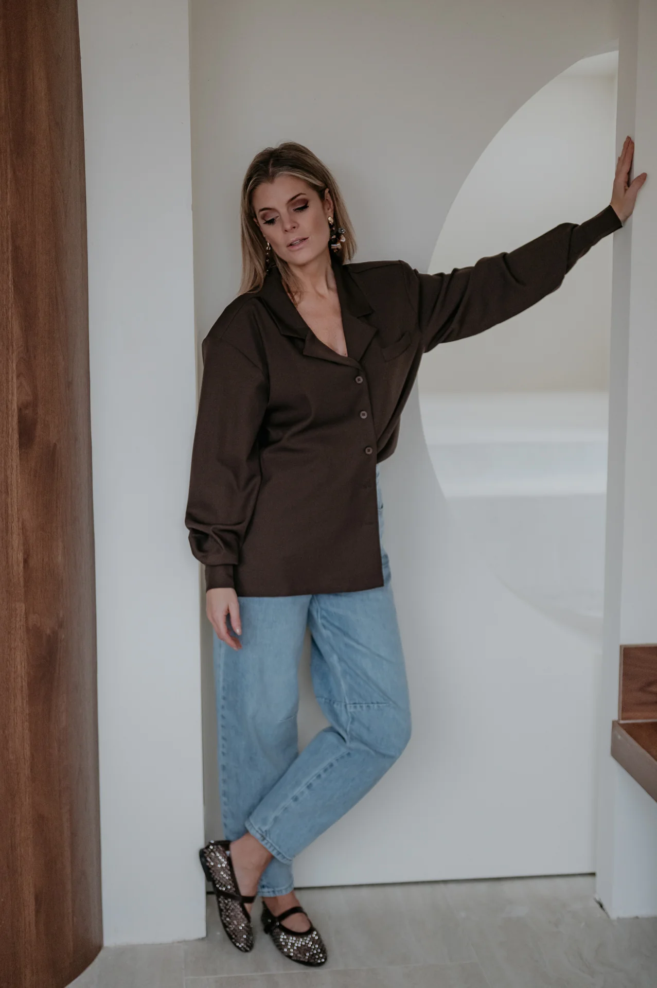 Crevine shirt I Chocolate Brown - Image 9