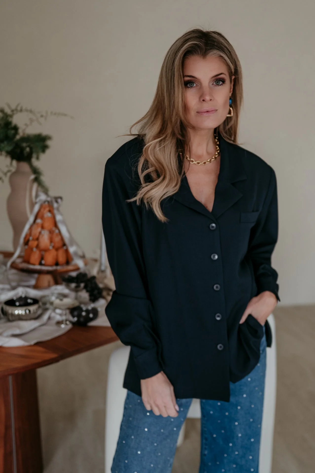 Crevine shirt I Navy Blue - Image 9