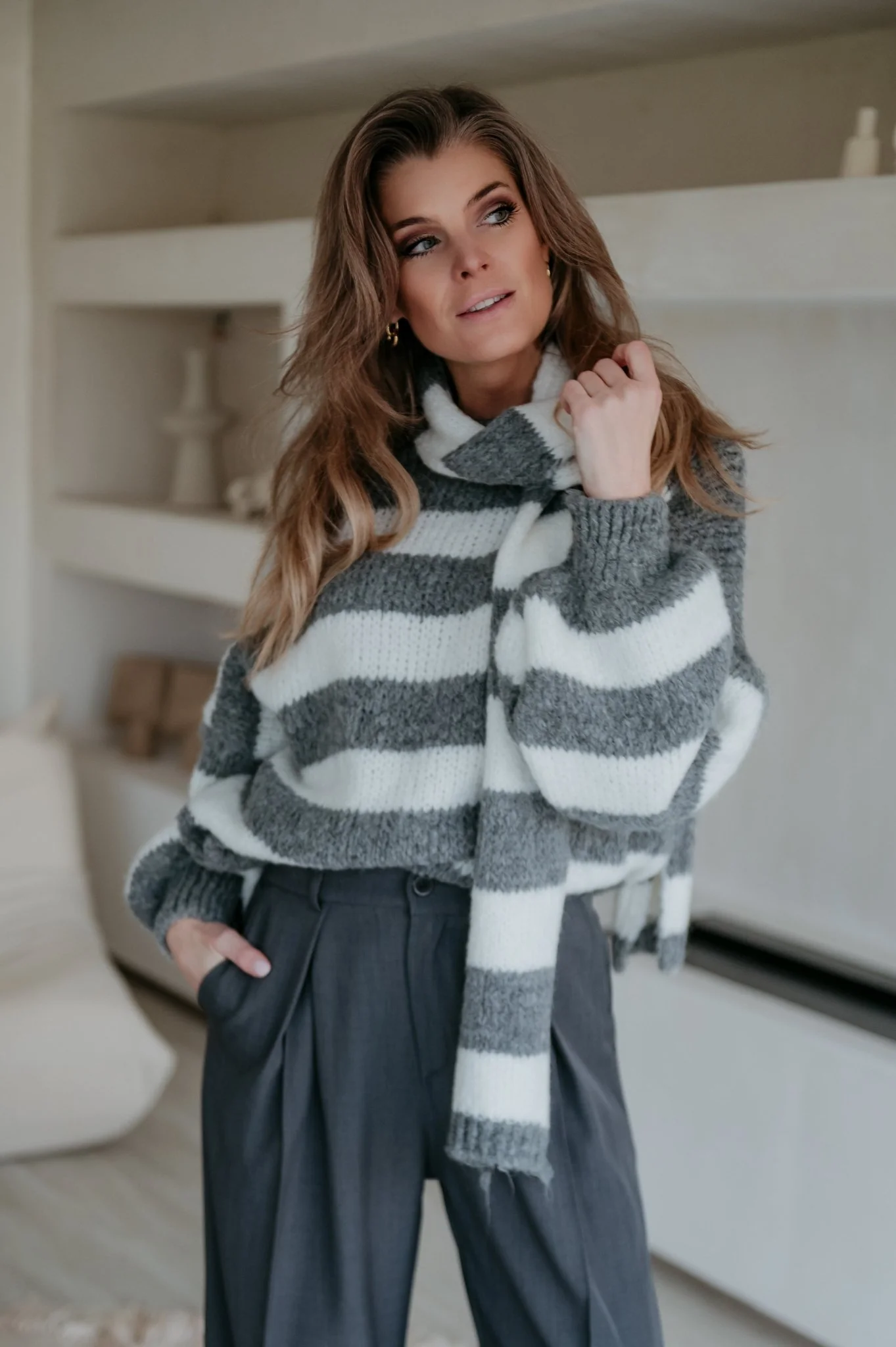 Elive knit & scarf I Grey