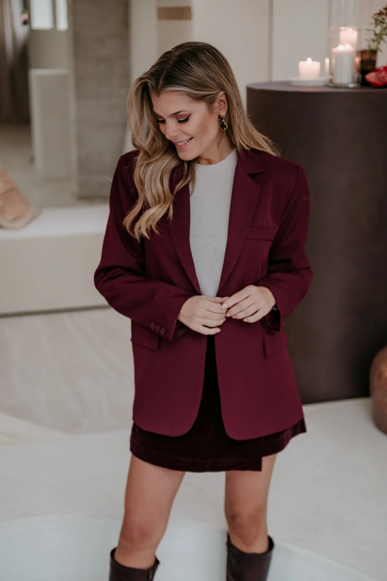 Folgore skort I Bordeaux - Image 5