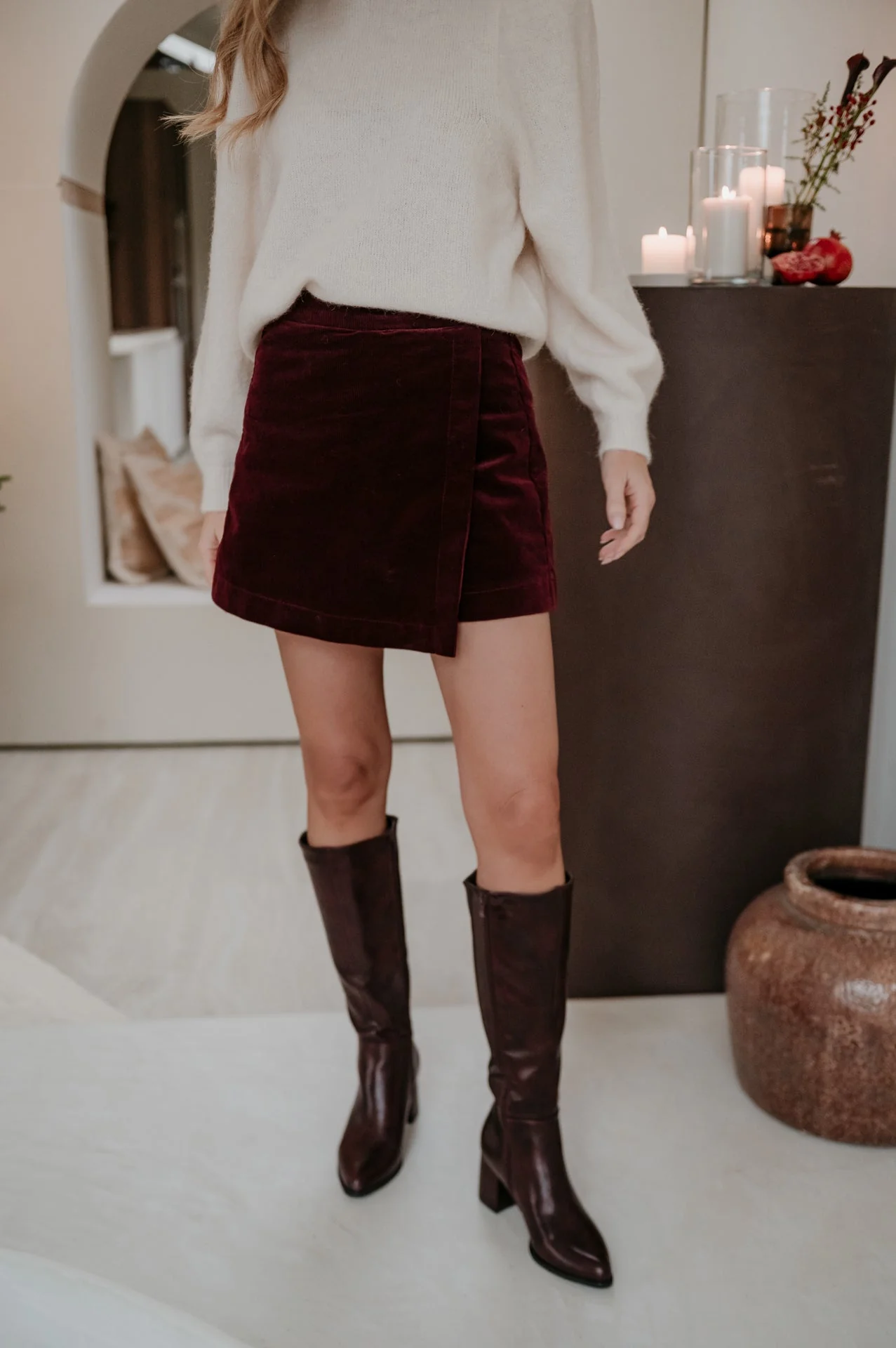 Folgore skort I Bordeaux - Image 7