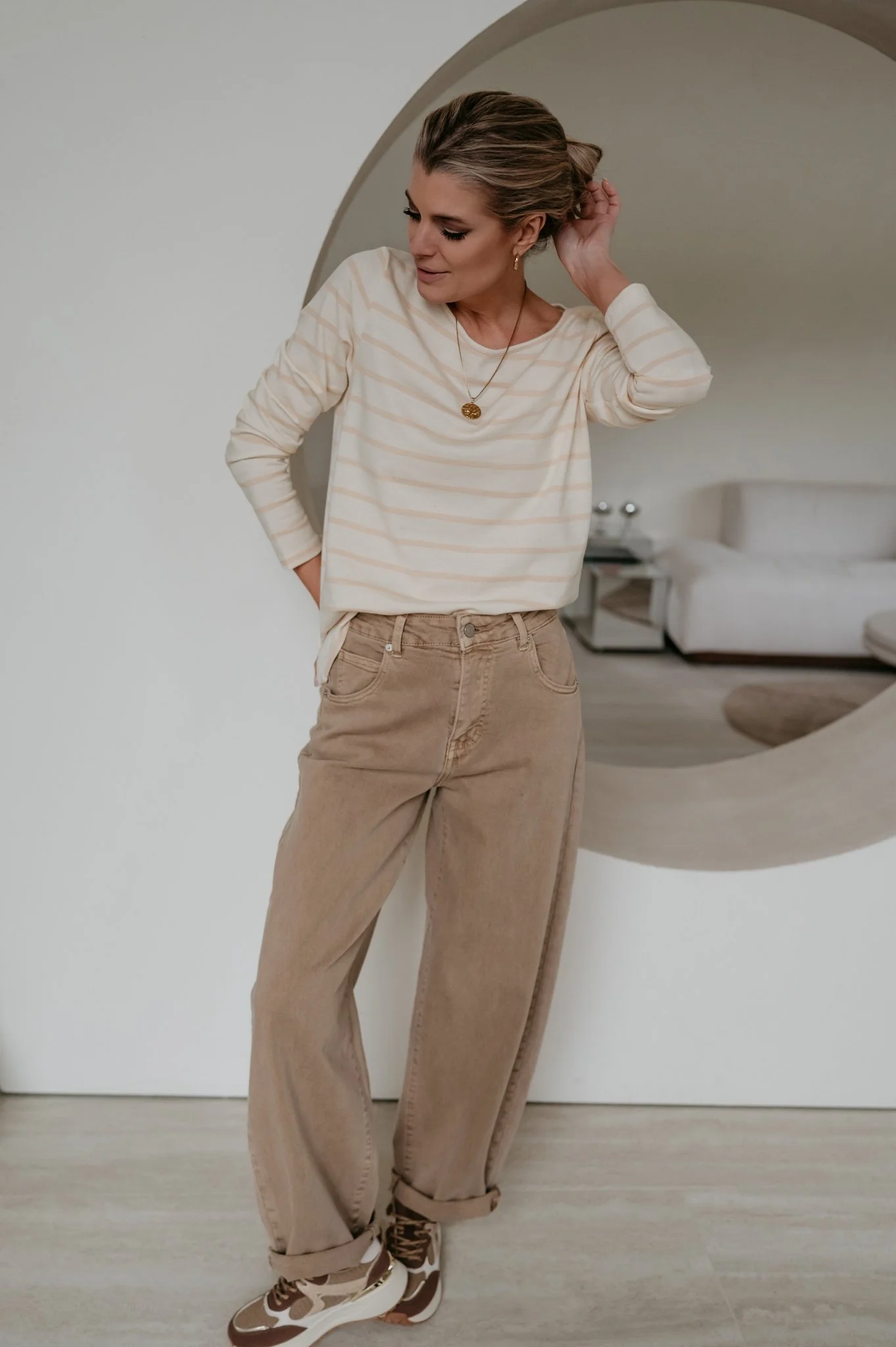Redona longsleeve I Striped Beige - Image 9