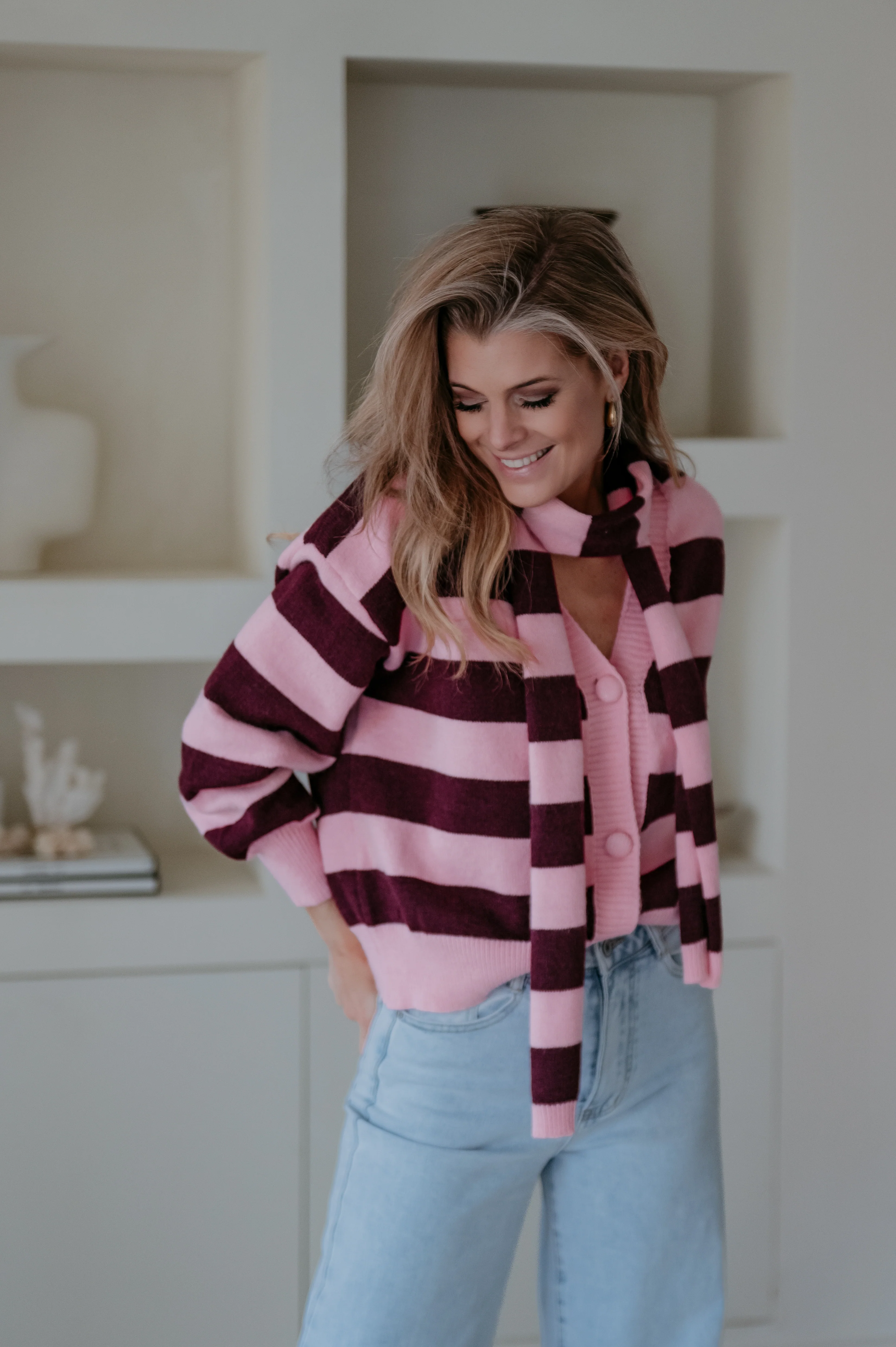 Velodi cardigan & scarf I  Burgundy Rose